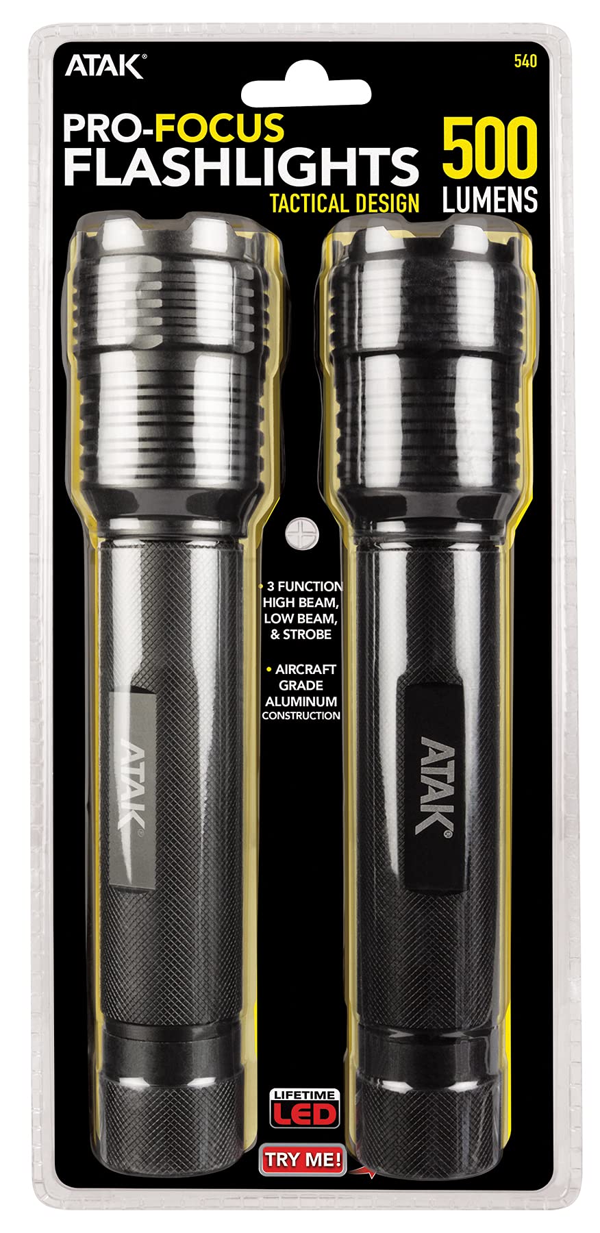 High-Powered Performance Tool 540 Flashlight: Reliable and Efficient with High and Low Beam Settings, 500 Lumen Output, and Long Runtime