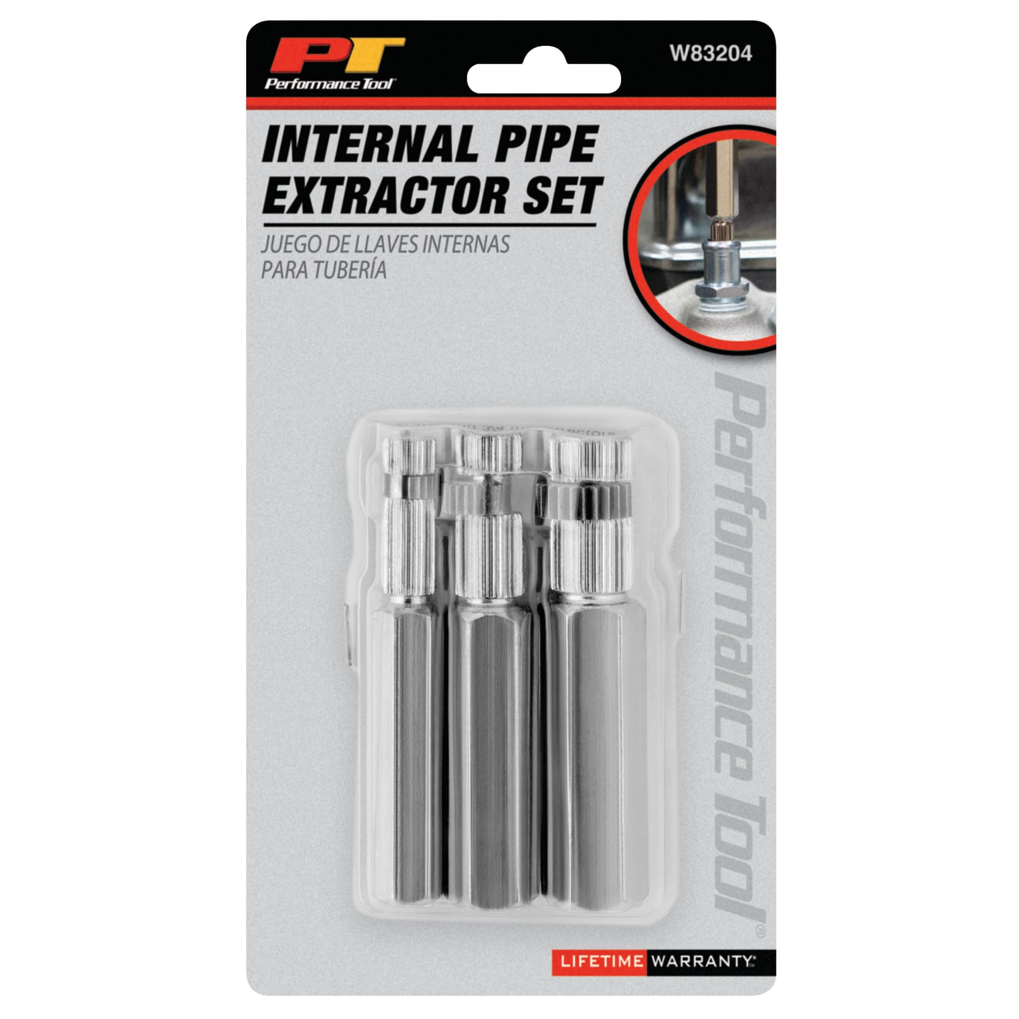 W83204 Performance Tool 3 Piece Set, Hardened Steel Construction, Broken Pipe Extractor, Government-Compliant, 3/8-inch, ½-inch, and ¾-inch Pipe Capacities