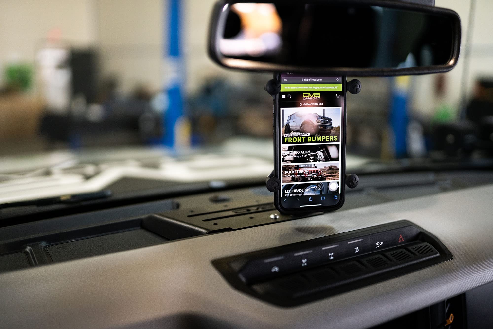 Digital Device Dash Mount DV8 Offroad for 2021-2025 Ford Bronco | Mount Cell Phone, GPS, & Other Accessories | Low-Profile Flush Fitment | Quick & Easy Install