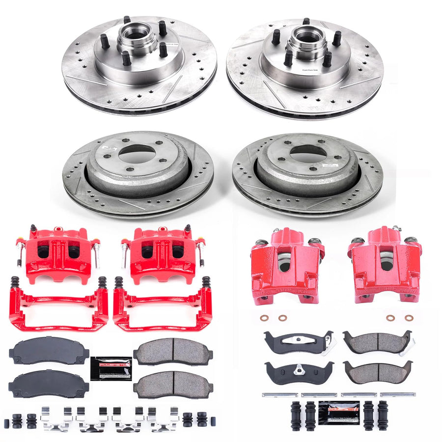 Power Stop Z23 Evolution Front and Rear Caliper Kit-Drilled/Slotted Rotors, Brake Pads & Carbon Ceramic Calipers For Ford Ranger 2010-2011 [Model Specific]
