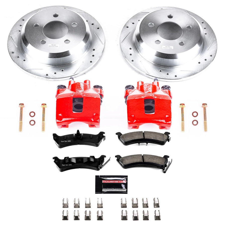 Z23 Evolution Power Stop KC2131 Rear Brake Caliper Kit-Brake Rotors, Carbon-Fiber Ceramic Brake Pads, Calipers For Jeep Grand Cherokee 1995-1998 [Model Specific]