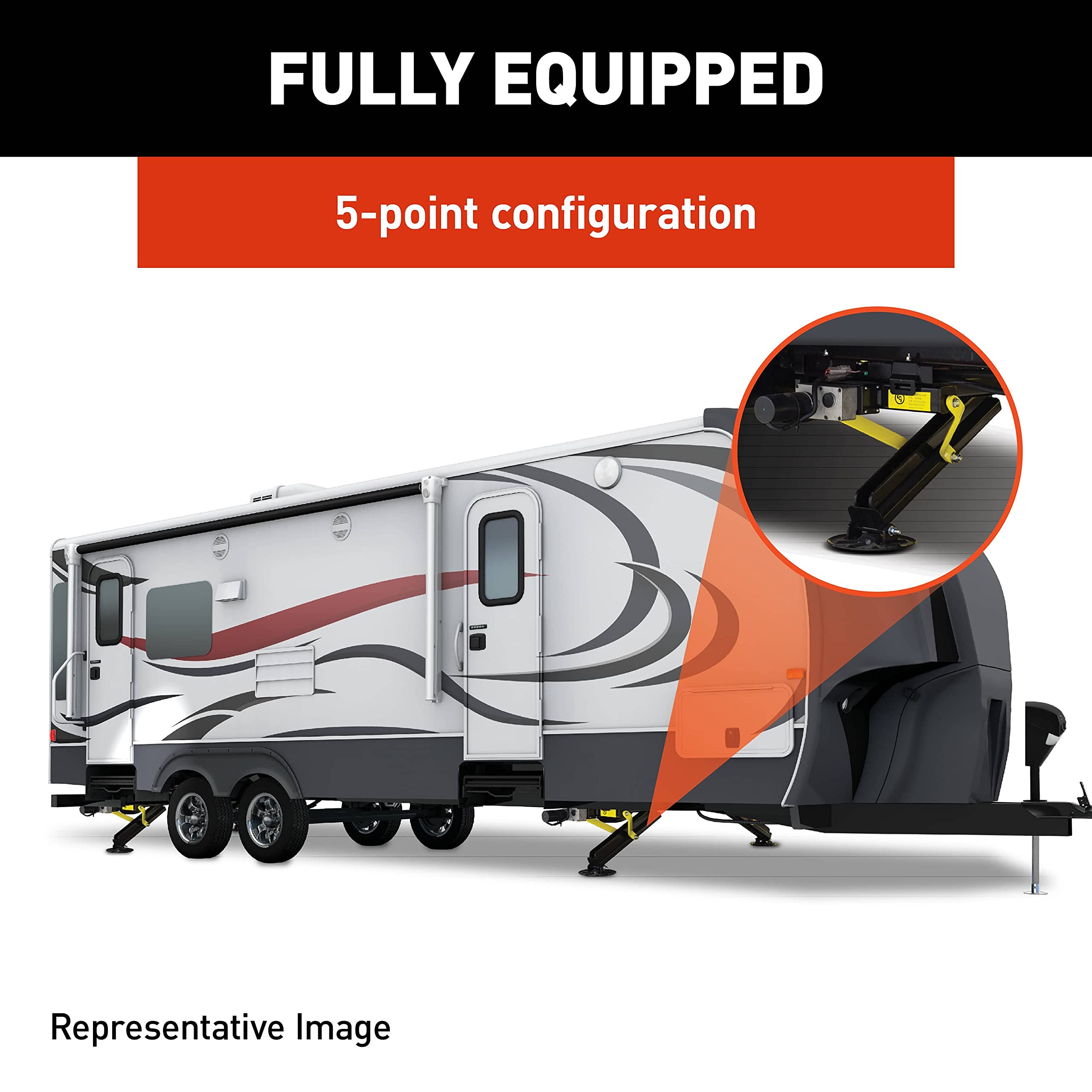 Ground Control TT Lippert 5-Point Automatic RV Travel Trailer Leveling System with Touchpad Controller, 10,000-lb. GVWR - 672136