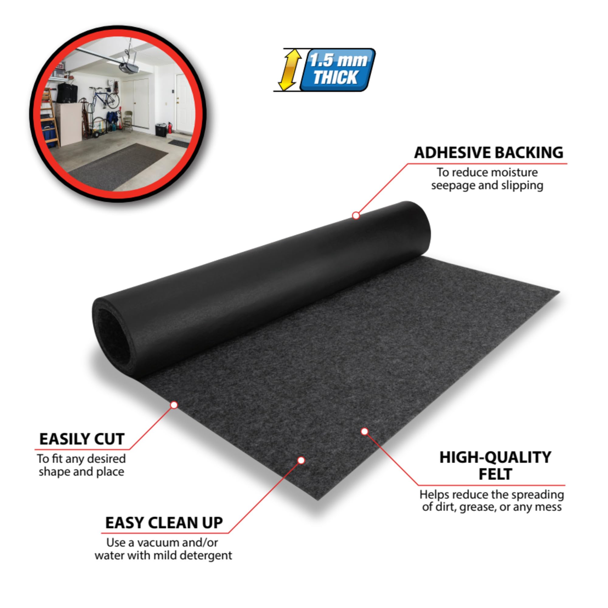 18 ft. Performance Tool x 2.4 ft. Absorbent Floor Mat - W88802
