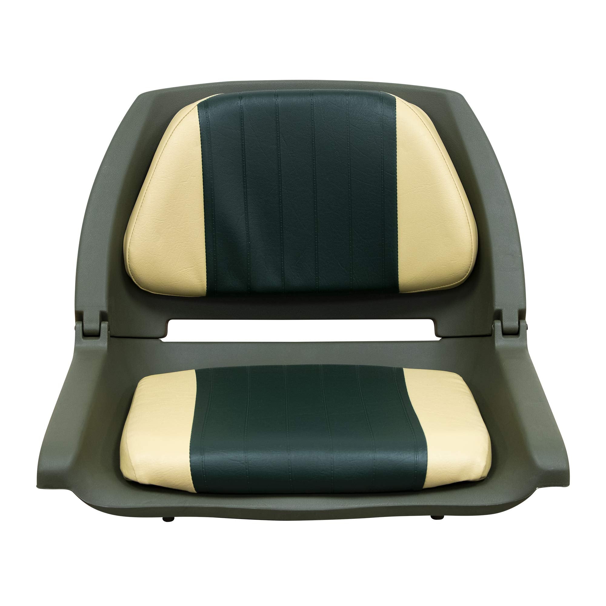Molded Fishing Boat Seat Wise 8WD139LS-011 with Marine Grade Cushion Pads, Green Shell, Green/Sand Cushion