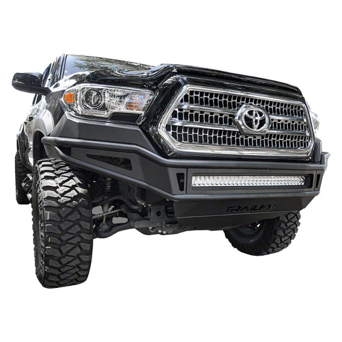 TrailFX Pre-Runner Front Bumper for Toyota Tacoma 2016-2023 Black Titanium Powder Coated Steel Direct Fit Light Bar Cutout OE Sensor Compatible TrailFX FPRB001TI