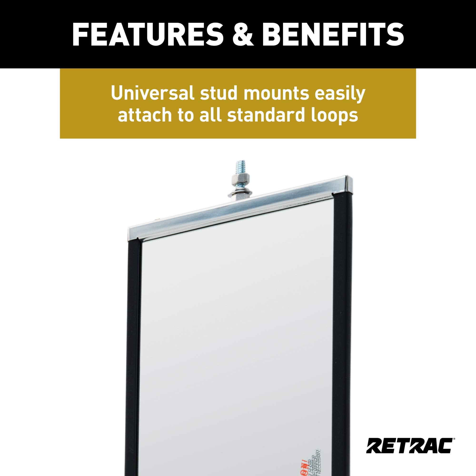 610301 RETRAC 7 x 16-Inch Stainless Steel Angle-Back West Coast Mirror Head, Universal Driver or Passenger Side