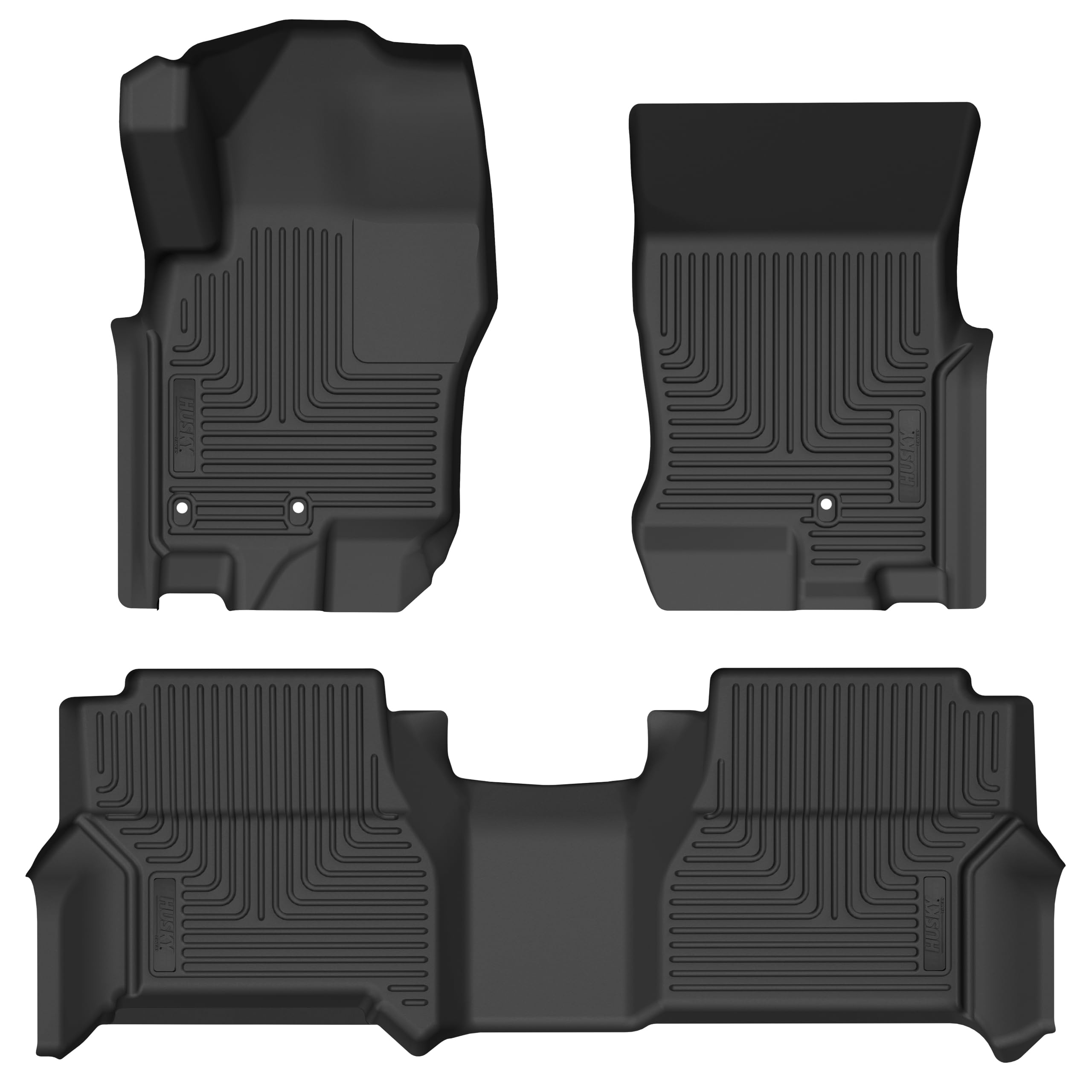 Husky Liners Floor Mats Weatherbeater | Fits 2009-2012 Suzuki Equator, Crew CAB ONLY | Front & 2nd Row - Black, 3-pc | 93491