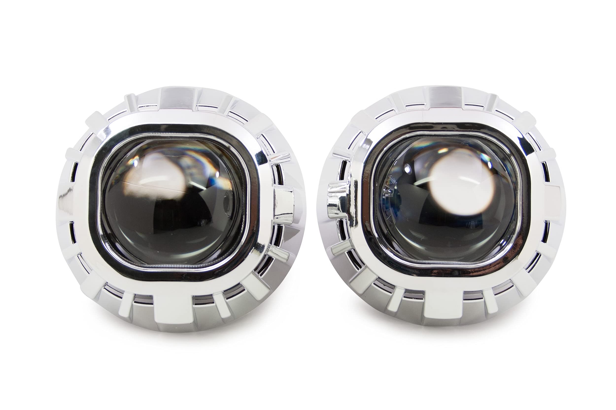 Gatling Gun 2.0 Morimoto Square Projector Shroud, Chrome Finish Bezel with Mounting Clips for Custom Projector Retrofits (1x S300)