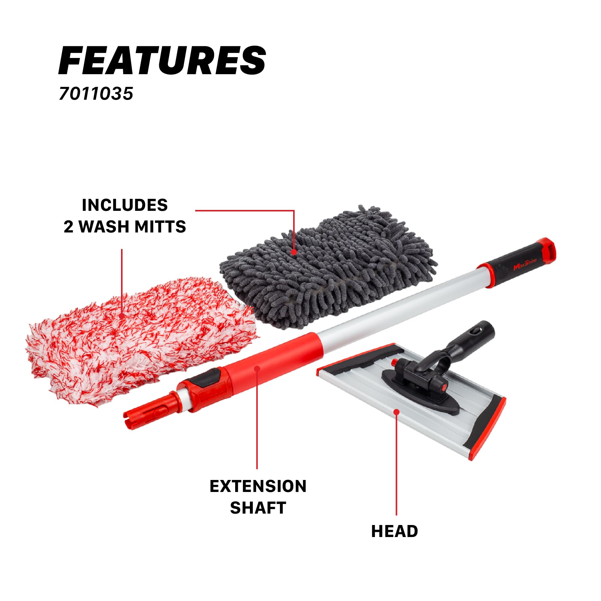 IncrediStick Maxshine Car Wash Stick | Extends to 4ft with Lightweight Aluminum Handle | Includes Microfiber & Chenille Covers | Secure Grip, Compact Design, Cleaning Tool for Cars, Trucks & RVs