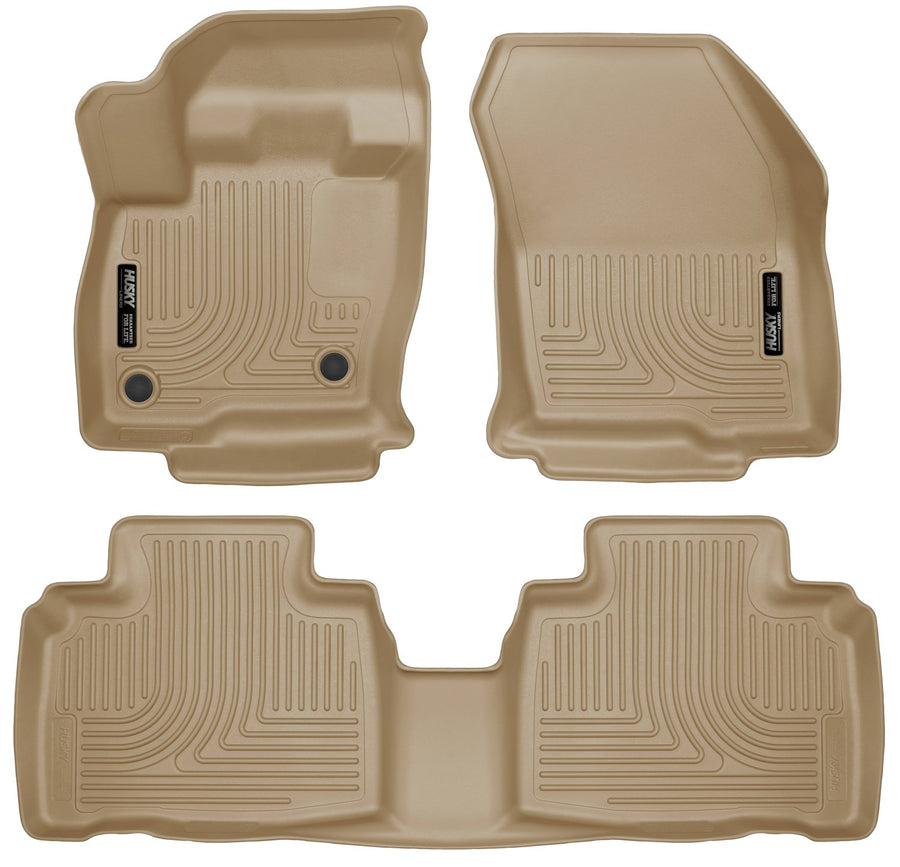 Weatherbeater Husky Liners Floor Mats | Fits 2015-2024 Ford Edge | Front & 2nd Row, 3-pc Tan - 98783
