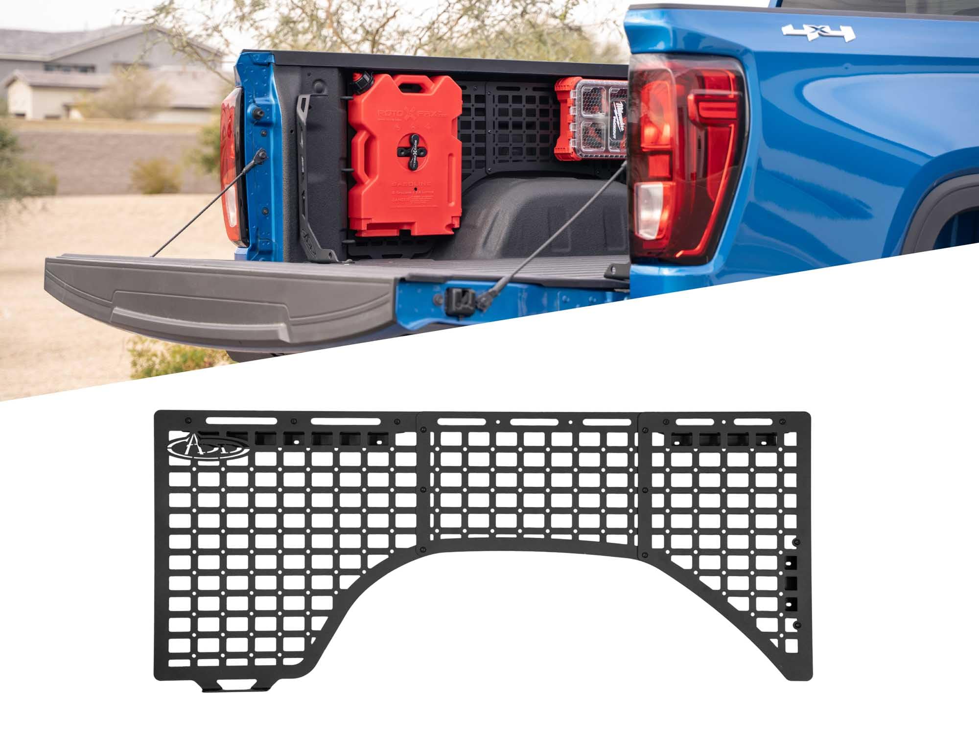 Molle Panels Bed Side for The 2019-2024 Chevy Silverado 1500/GMC Sierra 1500 | Molle Pattern Offers Diverse Mounting Solutions | Made in The USA | Addictive Desert Designs (Driver Side Full Kit)
