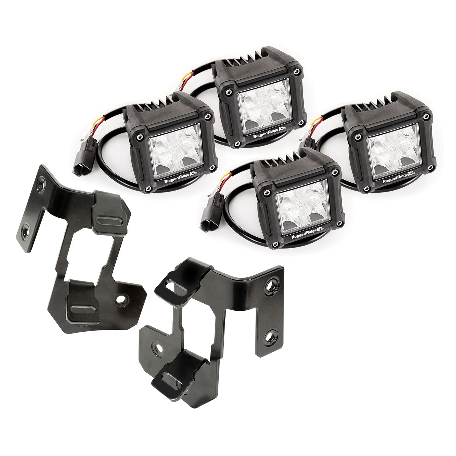 Light Kit Rugged Ridge for Jeep Wrangler JK | A-Pillar Mounted, Dual Beam, Square | 11232.18 | Fits 2007-2018 Jeep Wrangler JK