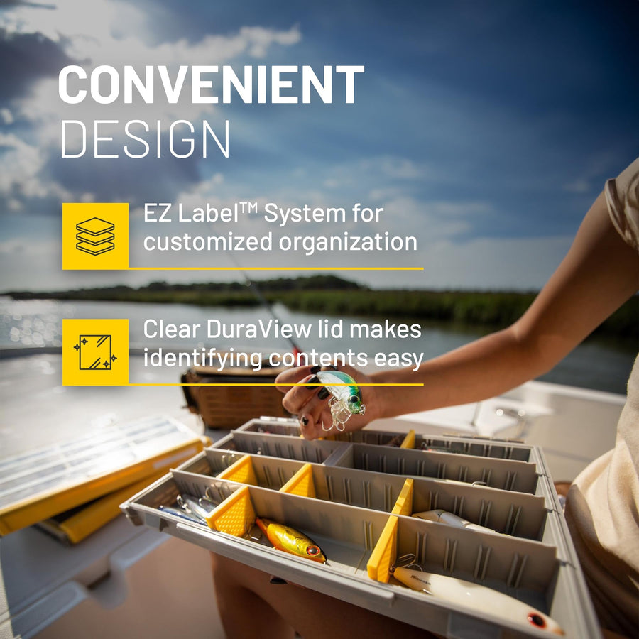 Plano 3700 EDGE Premium Tackle Utility Box, Gray and Yellow, Stackable Organizers, Waterproof, Rust-Resistant Bait and Tackle Storage