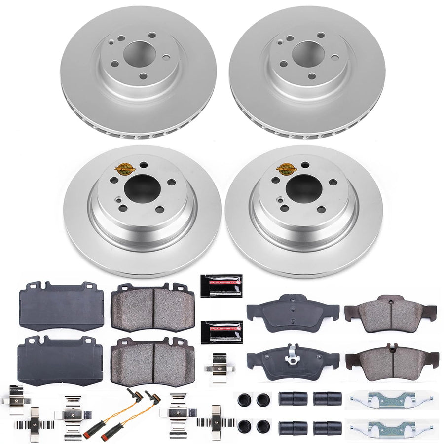 Coated Brake Rotor and Ceramic Brake Pads Power Stop CRK6754- Front & Rear For Mercedes-Benz SL550 2007-2012 [Model Specific]