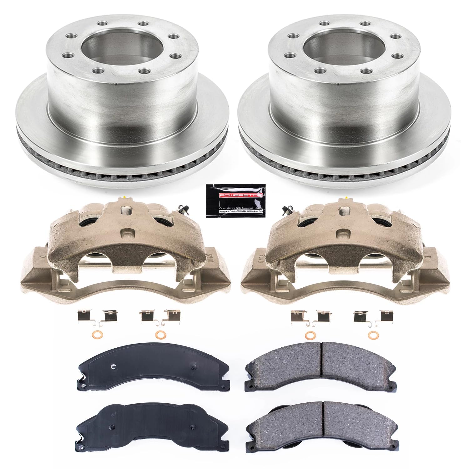 Power Stop KCOE5562 Rear Caliper Kit-OE Rotors, Ceramic Brake Pads, Autospecialty Calipers