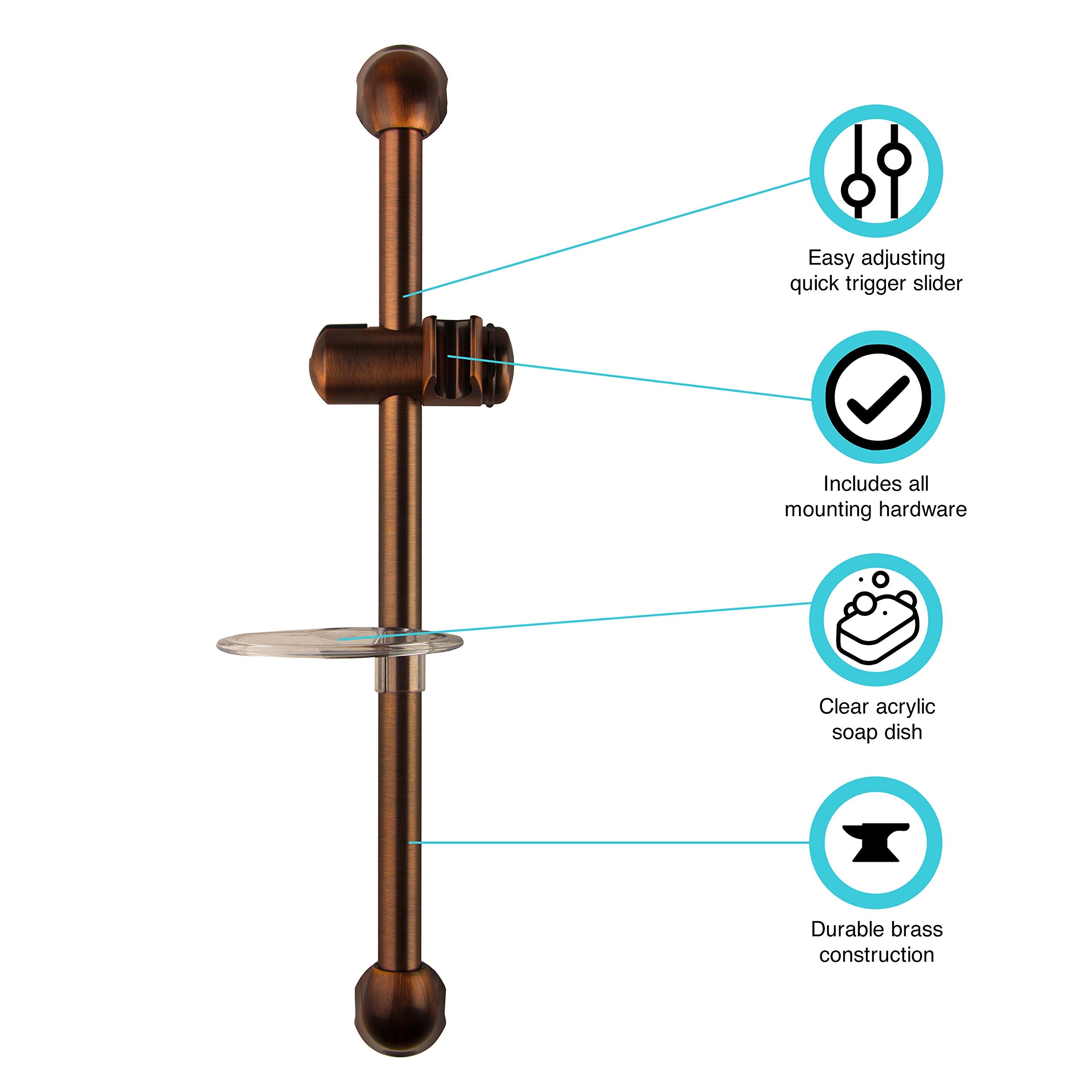 Dura Faucet RV Adjustable Handheld Showerhead DF-SA300CL-ORB Shower Slide Bar (Oil Rubbed Bronze)