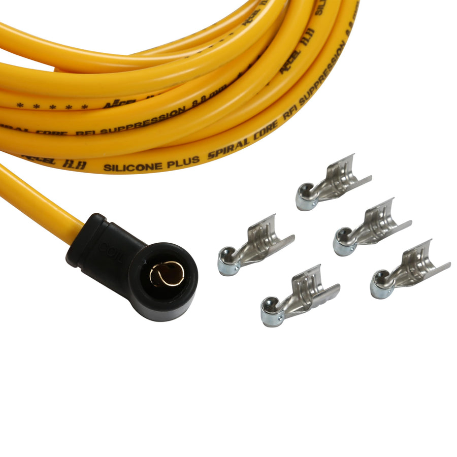 8031 ACCEL Spark Plug Wire Set - 8.8mm Spiral Suppression Wire - Universal Set with 90° Boots - Yellow