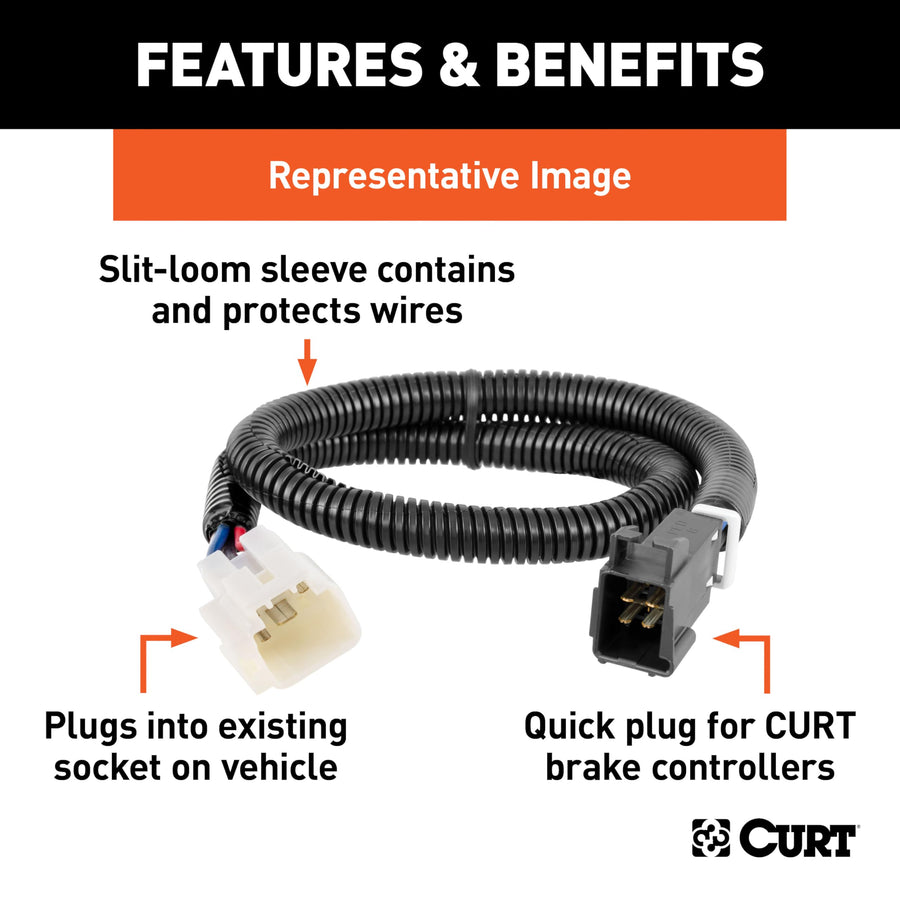 CURT Quick Plug 51533 Electric Trailer Brake Controller Wiring Harness, Fits Select Subaru Ascent