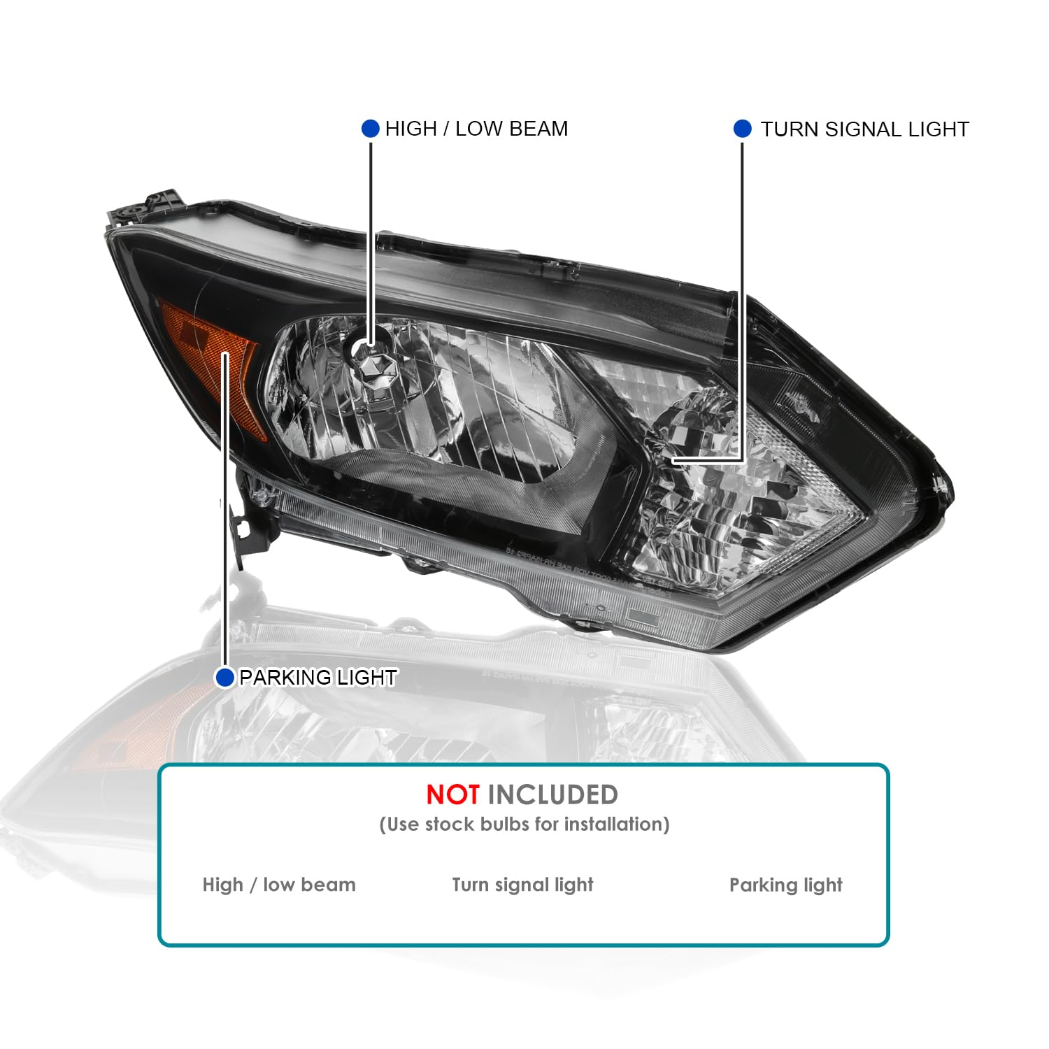 Right Passenger Side SPEC-D TUNING Glossy Black Headlight Compatible with 2016-2018 Honda HR-V Headlamp Assembly