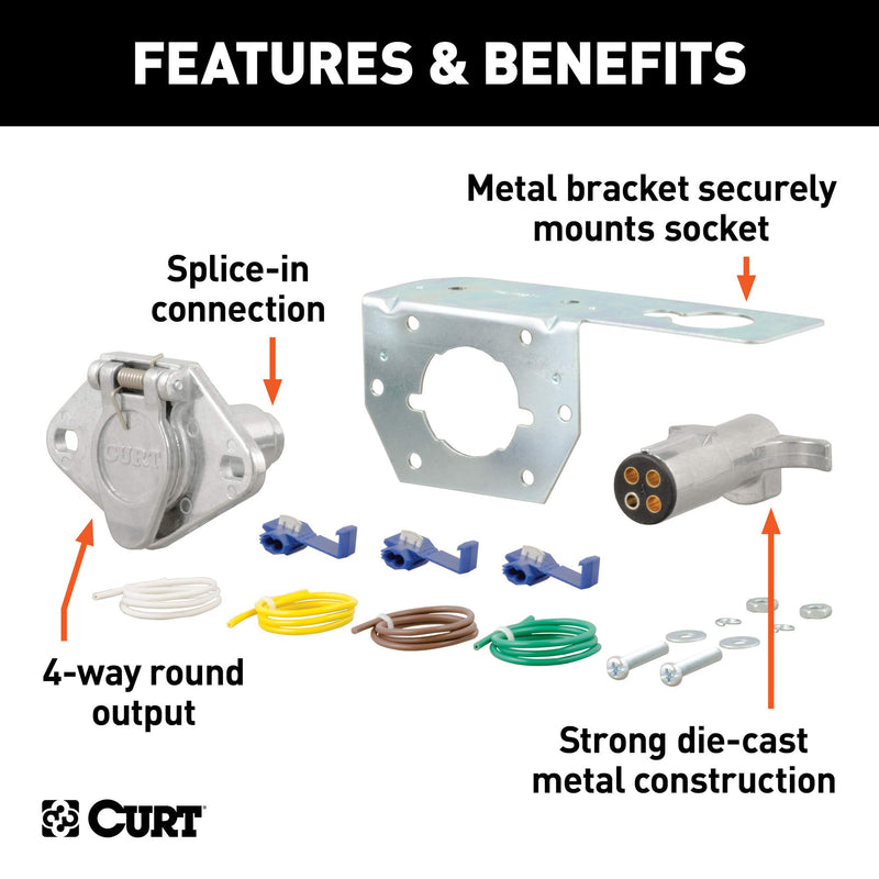 CURT 4-Pin Round Vehicle-Side and Trailer-Side Wiring Harness Connectors