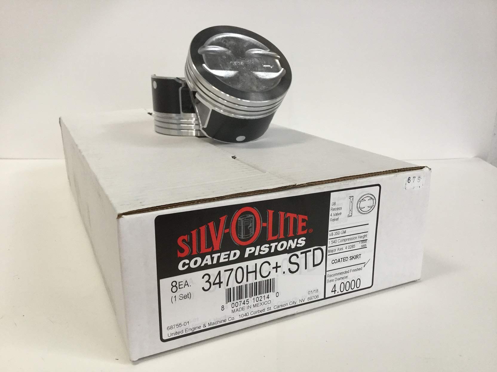 Pistons Silvolite compatible with 1996-01 Chevy 5.7 5.7L 350 Vortec Hypereutectic Coated Skirt Set of (8) STD 4.00" Bore Diameter