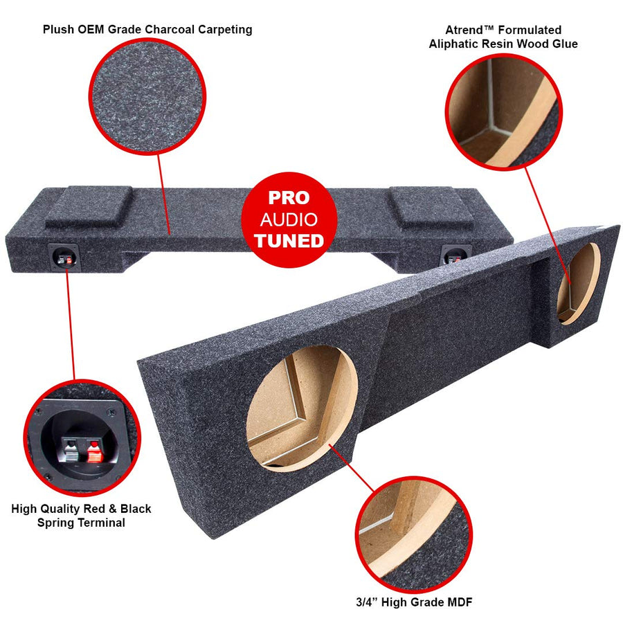 Atrend Bbox Dual 10” A144-10CP Sealed Subwoofer Enclosure Fits 2014-2018 Chevrolet / GMC- Silverado / Sierra Extended Cab, Charcoal
