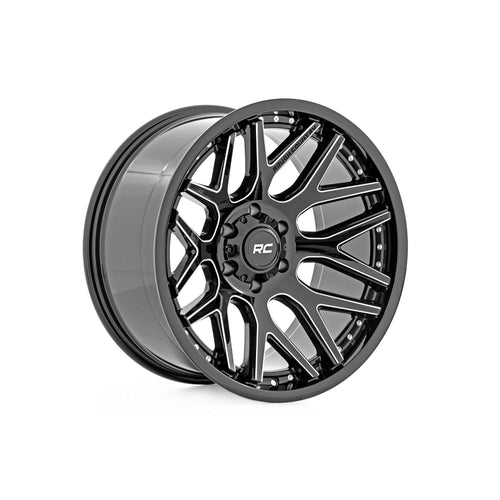 20x10 Rough Country One-Piece 95 Series | 5x5 | -19mm Offset-95201018M Gloss Black Wheel with Machined (20 x 10. inches /5 x 5 inches, -19 mm Offset)