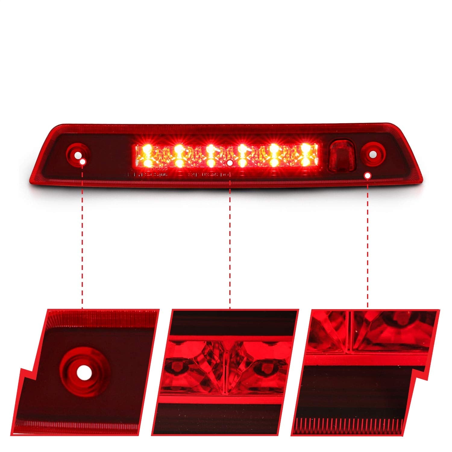 Third Brake Light Assembly Anzo USA LED Red Lens Third Brake Light Assembly