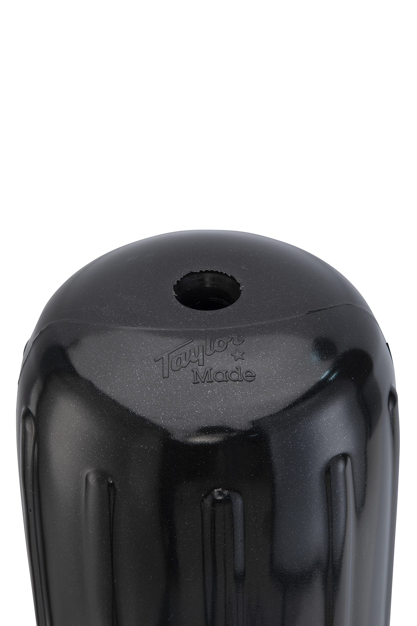 Taylor Made Inflatable Boat Fender Big B, Black Onyx (12" x 34") End-to-End Line Passage Fits 5/8" Rope, Hangs Horizontally or Vertically, Ribbed Technology, Needle Valve, Marine-Grade Vinyl - 71034