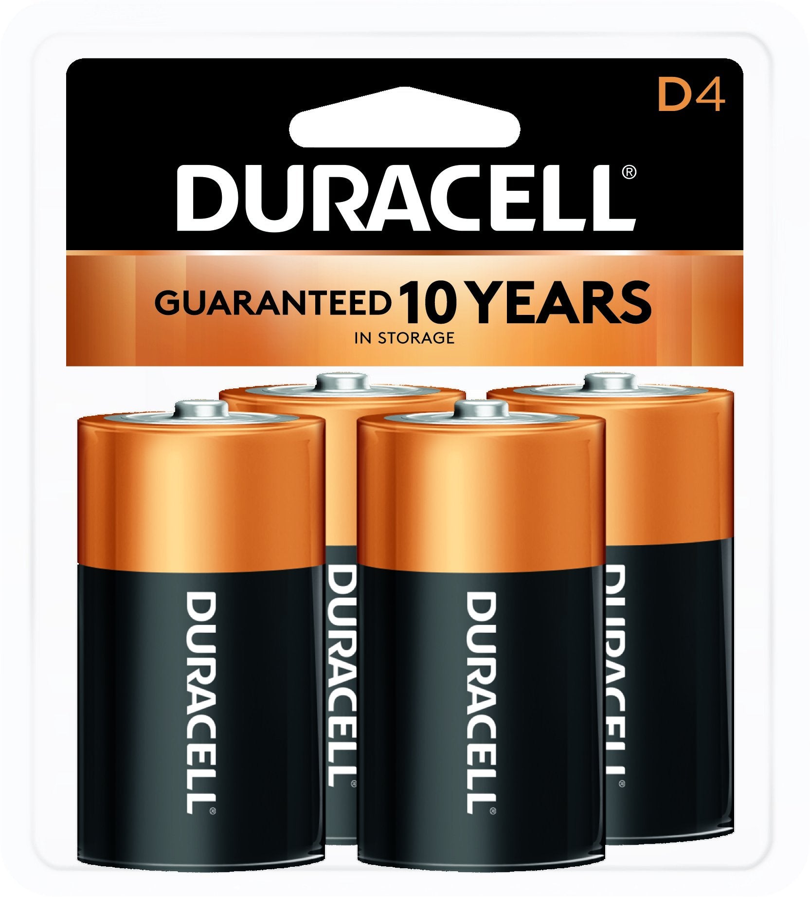 CopperTop Duracell D Alkaline Batteries with recloseable package - long lasting, all-purpose D battery for household and business - 4 count