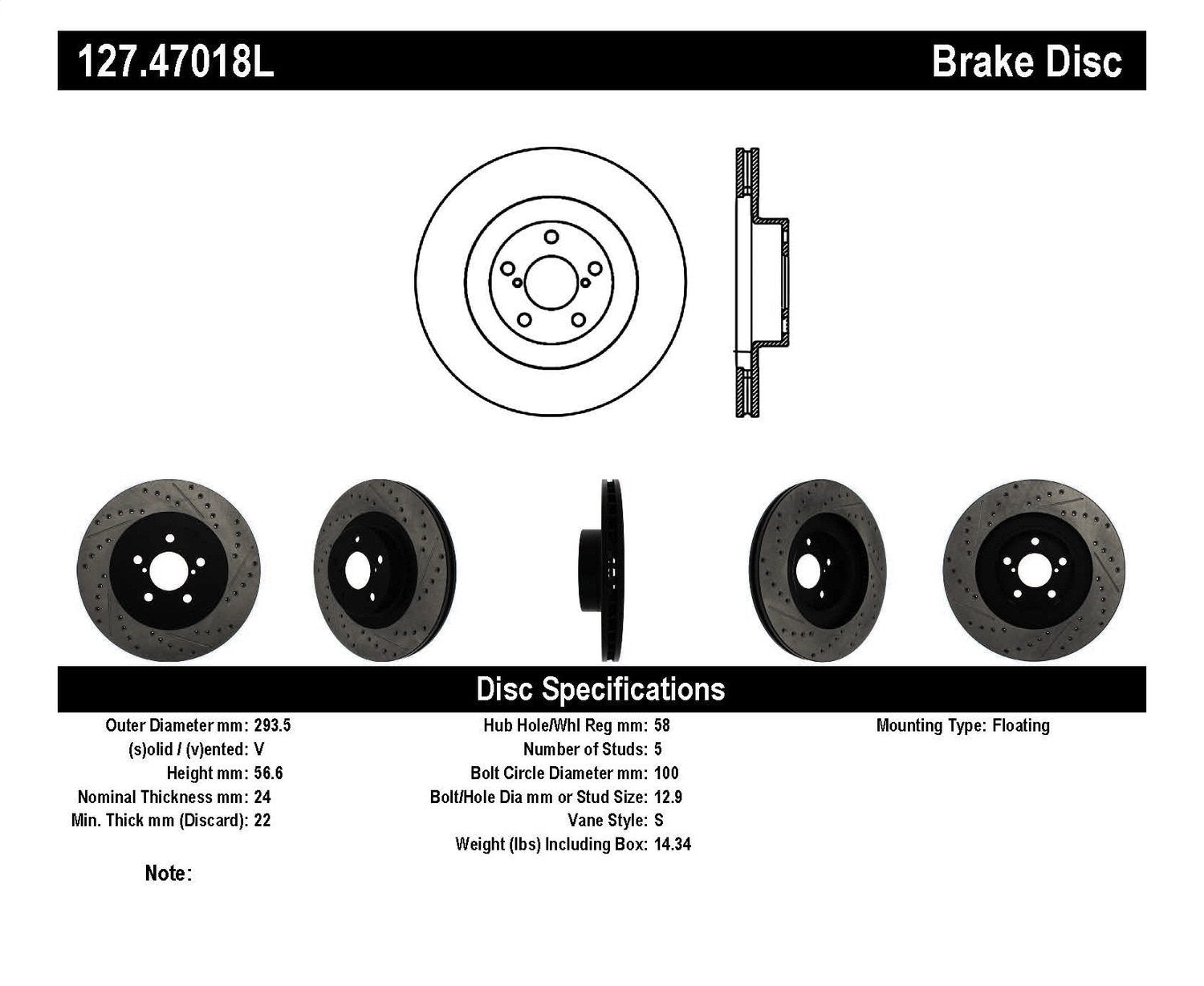 Sportstop Centric 127.47018L Slotted and Drilled Brake Rotor
