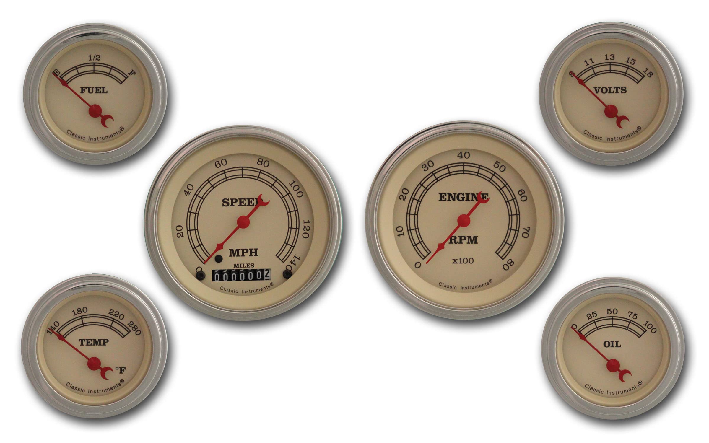 Vintage Series Classic Instruments VT01SLC 6 Gauge Set - GM