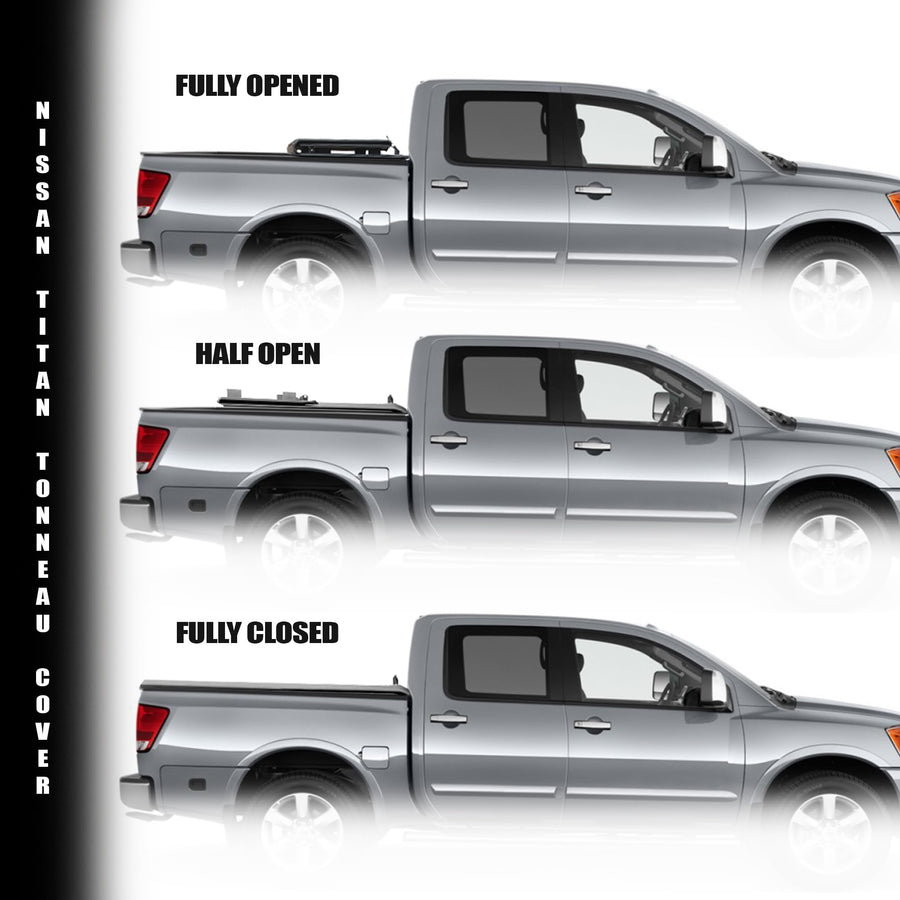 Nissan Titan Bed Cover Armordillo Low Profile Hard Tri-Fold Fits 2004 2005 2006 2007 2008 2009 2010 2011 2012 2013 2014 2015 2016 5.5ft (66") Short | CoveRex TFX | 8705322