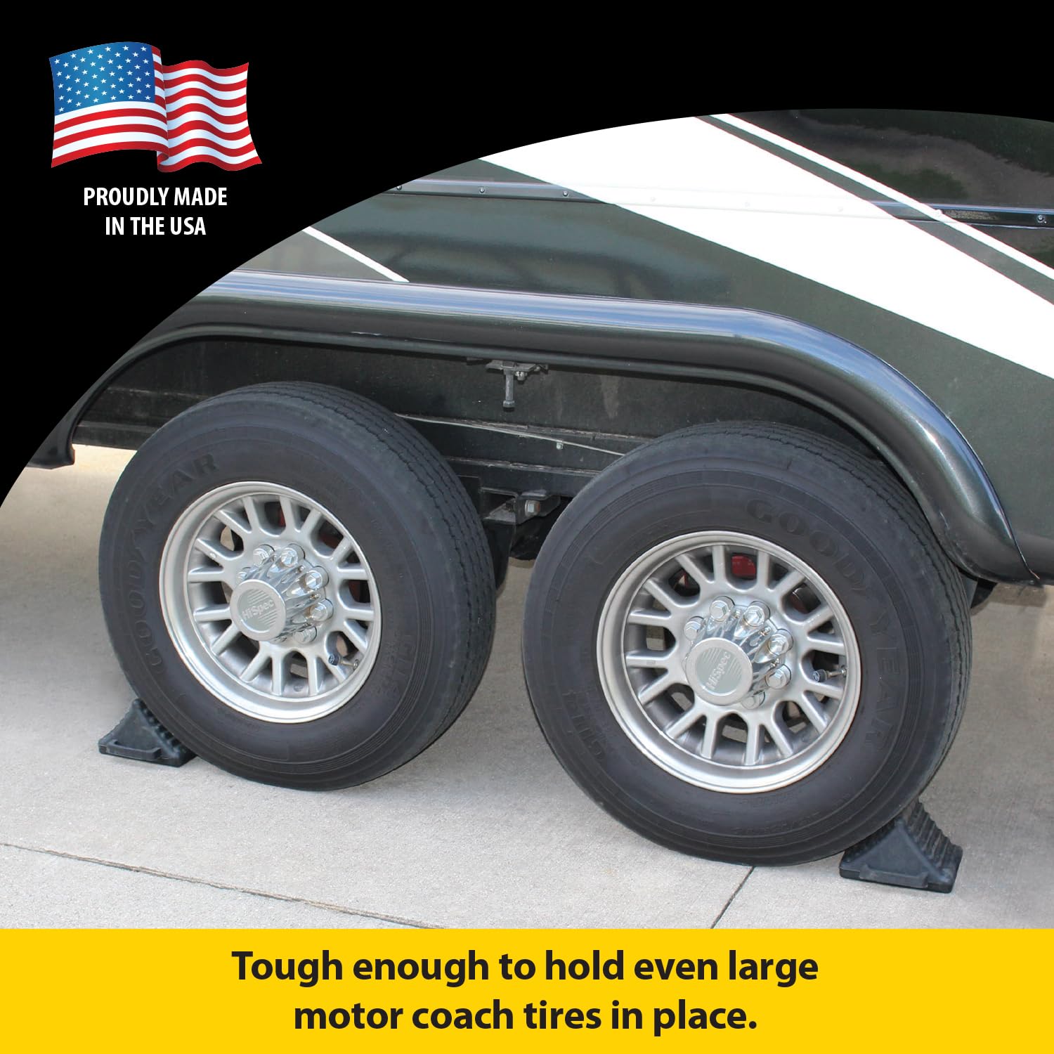 RV Wheel Chocks for Trailer – Stromberg Carlson Rubber Tire Stopper, Camper Chock Blocks, Trailer Wheel Chuck, Wheel Chocks for Cars, RV Tire Chocks for Travel Accessory, Black, Single
