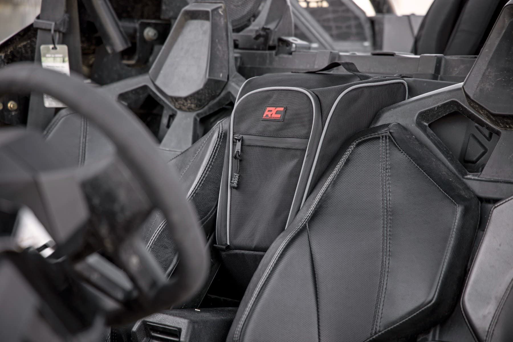 Center Storage Bag Rough Country for Polaris RZR Pro R - Water & Dust Resistant Nylon UTV Storage Organizer with Phone Pocket