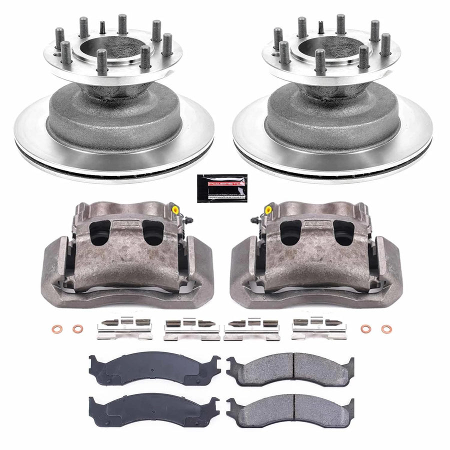 Power Stop KCOE5084A Front Caliper Brake Kit- Brake Rotors, Brake Pads and Ceramic Brake Calipers For E-350 Econoline Club Wagon, E-350 Super Duty, E-450 Super Duty [Model Specific]