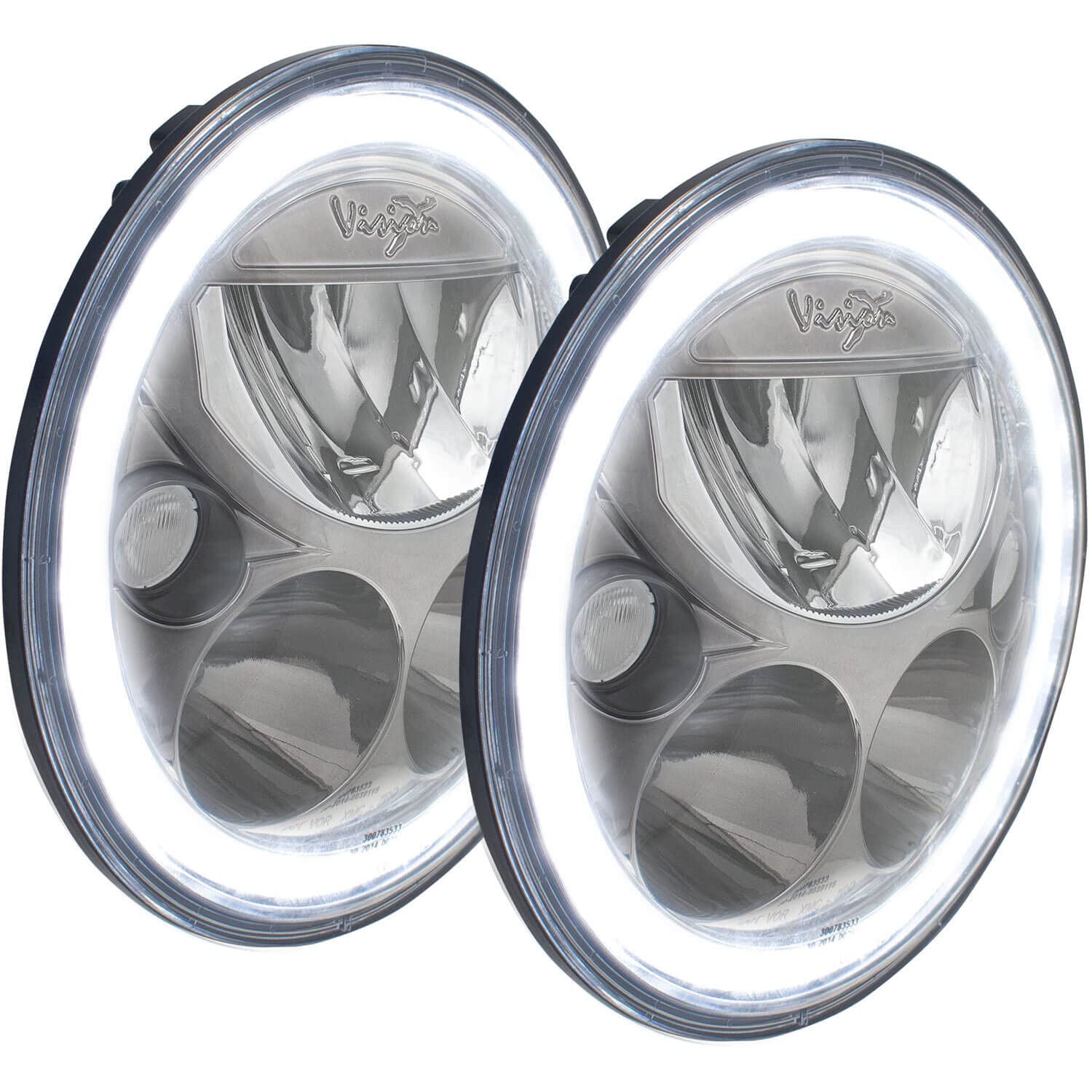 7" Round Vision X Lighting VX LED Headlight for Jeep JK, 2 Light Kit, Black Chrome Face