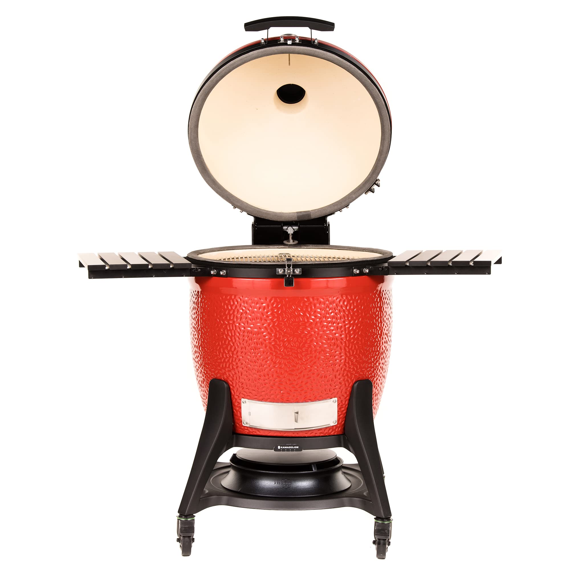 Kamado Joe Series III Big Joe 24-inch Ceramic Charcoal Grill and Smoker with Premium Cart, SloRoller Insert and 450 Cooking Square Inches in Red, Model KJ15041021