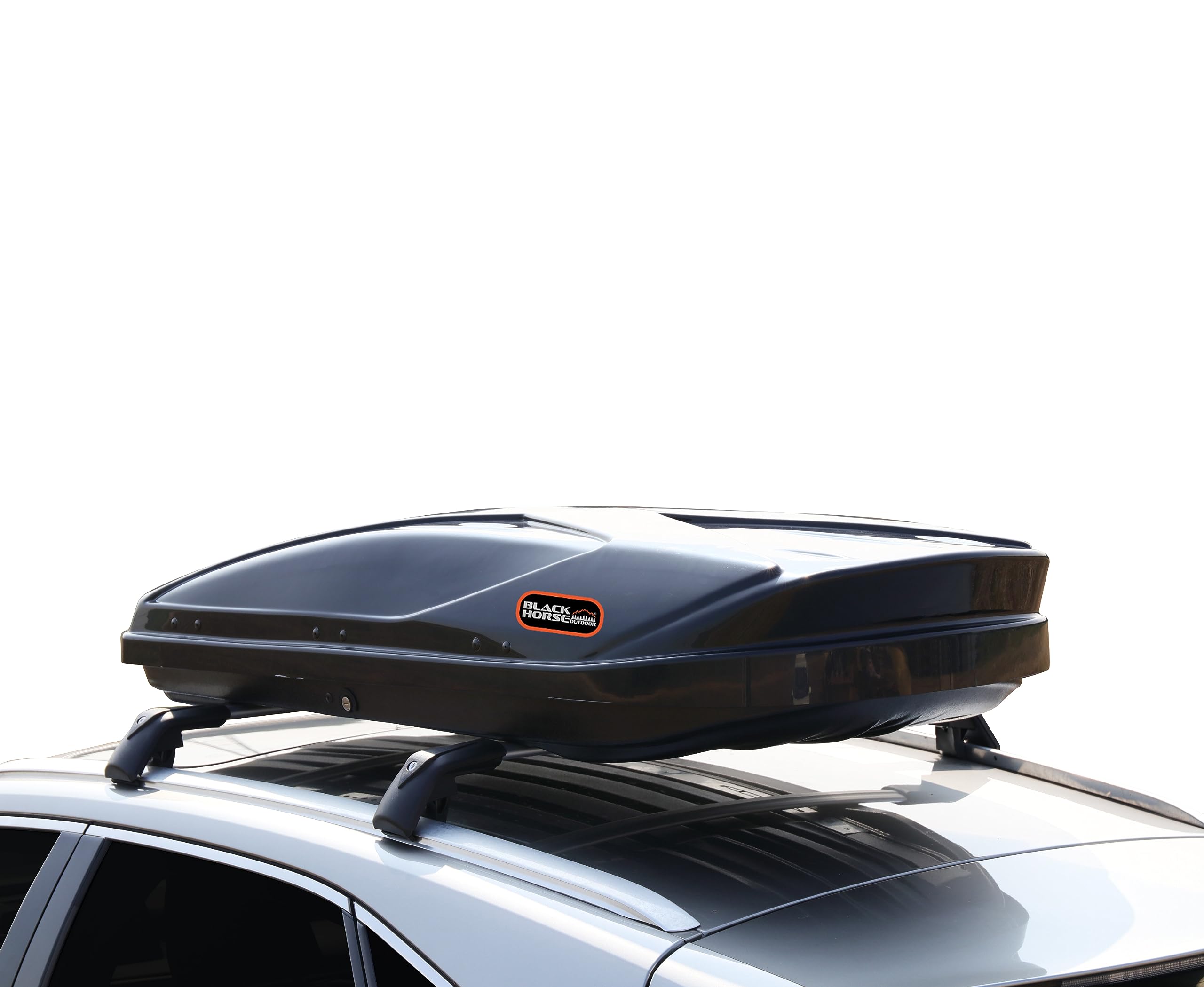Rooftop Cargo Carrier Black Horse ABS + PMMA Hard Shell, 14 Cubic Feet Waterproof Car Roof Cargo Carrier Box w/Dual Side Opening, Security Key,165lbs Capacity,for 30" to 80" Wide Crossbar Rack