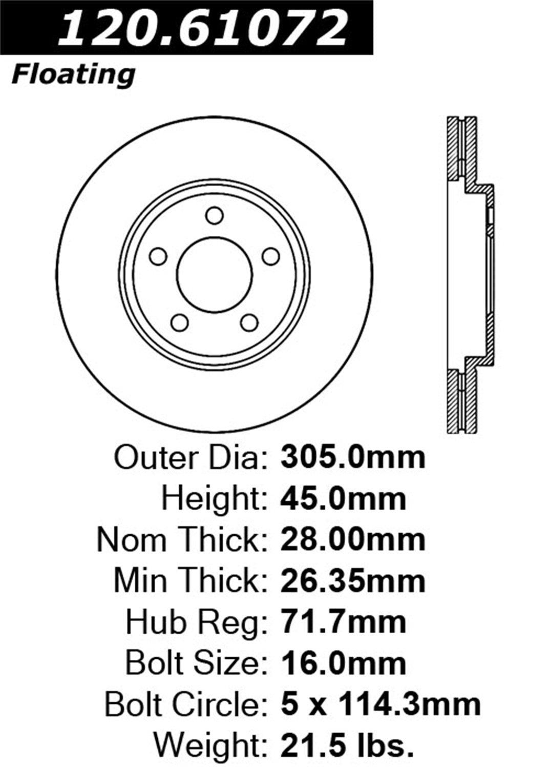 Sport Drilled/Slotted Brake Rotor StopTech 127.61072R (Front Right), 1 Pack