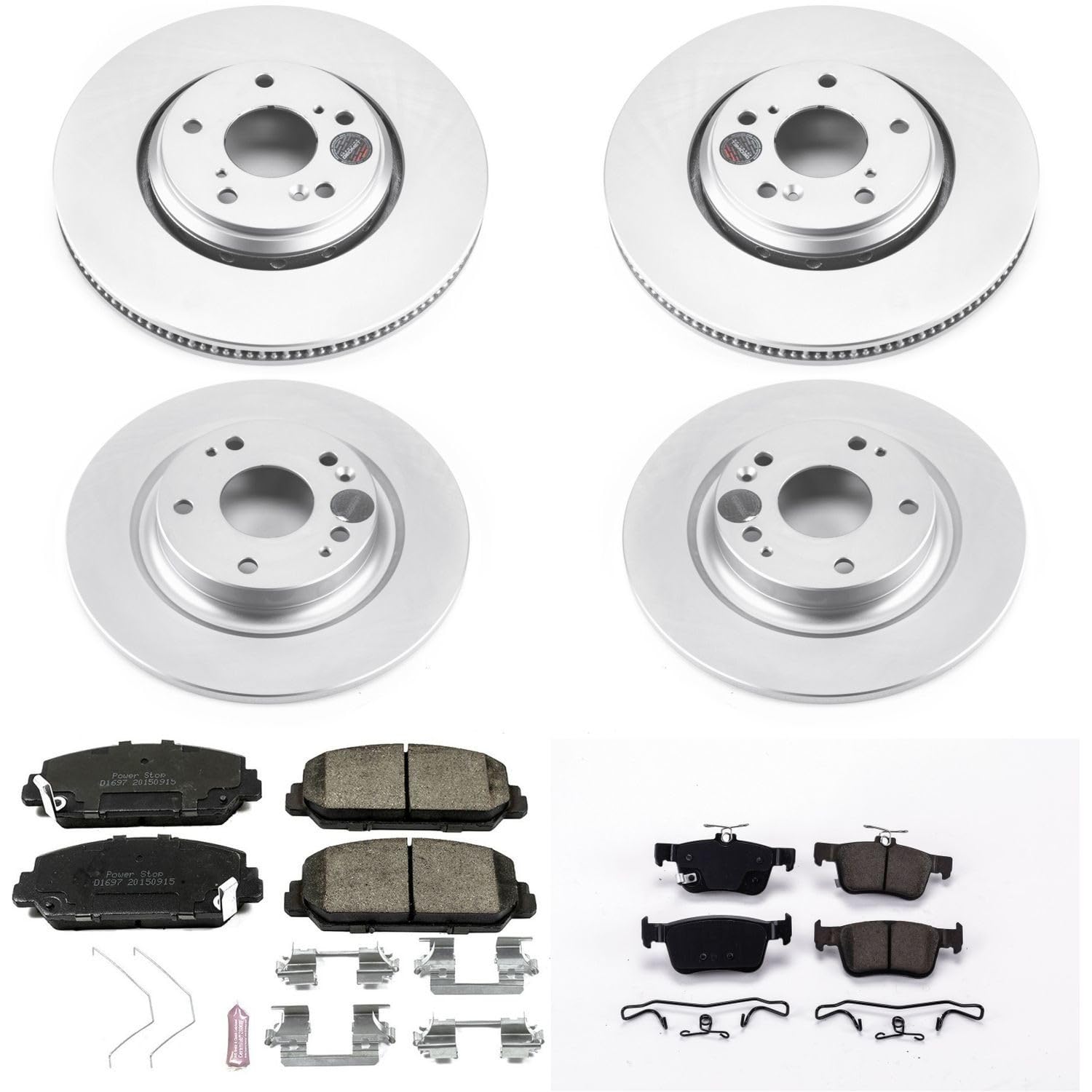 Power Stop Coated CRK7935 Brake Kit Front & Rear - Coated Brake Rotors and Z17 Ceramic Brake Pads For Honda Civic 2017-2020 [Model Specific]