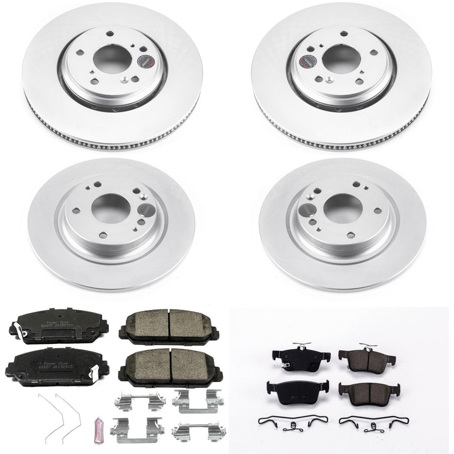 Power Stop Coated CRK7935 Brake Kit Front & Rear - Coated Brake Rotors and Z17 Ceramic Brake Pads For Honda Civic 2017-2020 [Model Specific]
