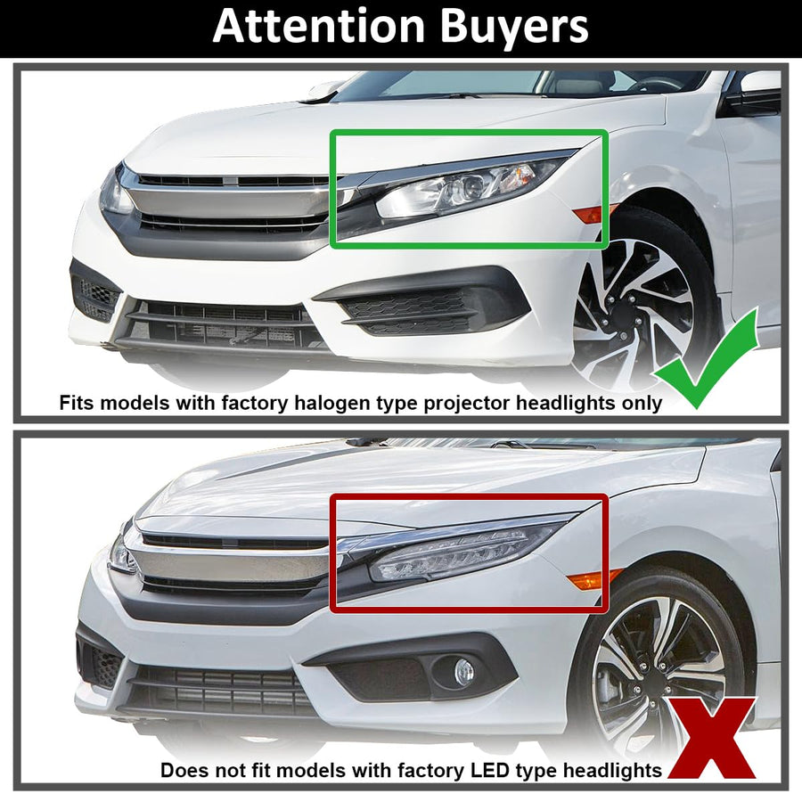 Honda Civic SPEC-D TUNING Headlight OE Halogen/Model ONLY-CHRM HOUSING CLR Lens