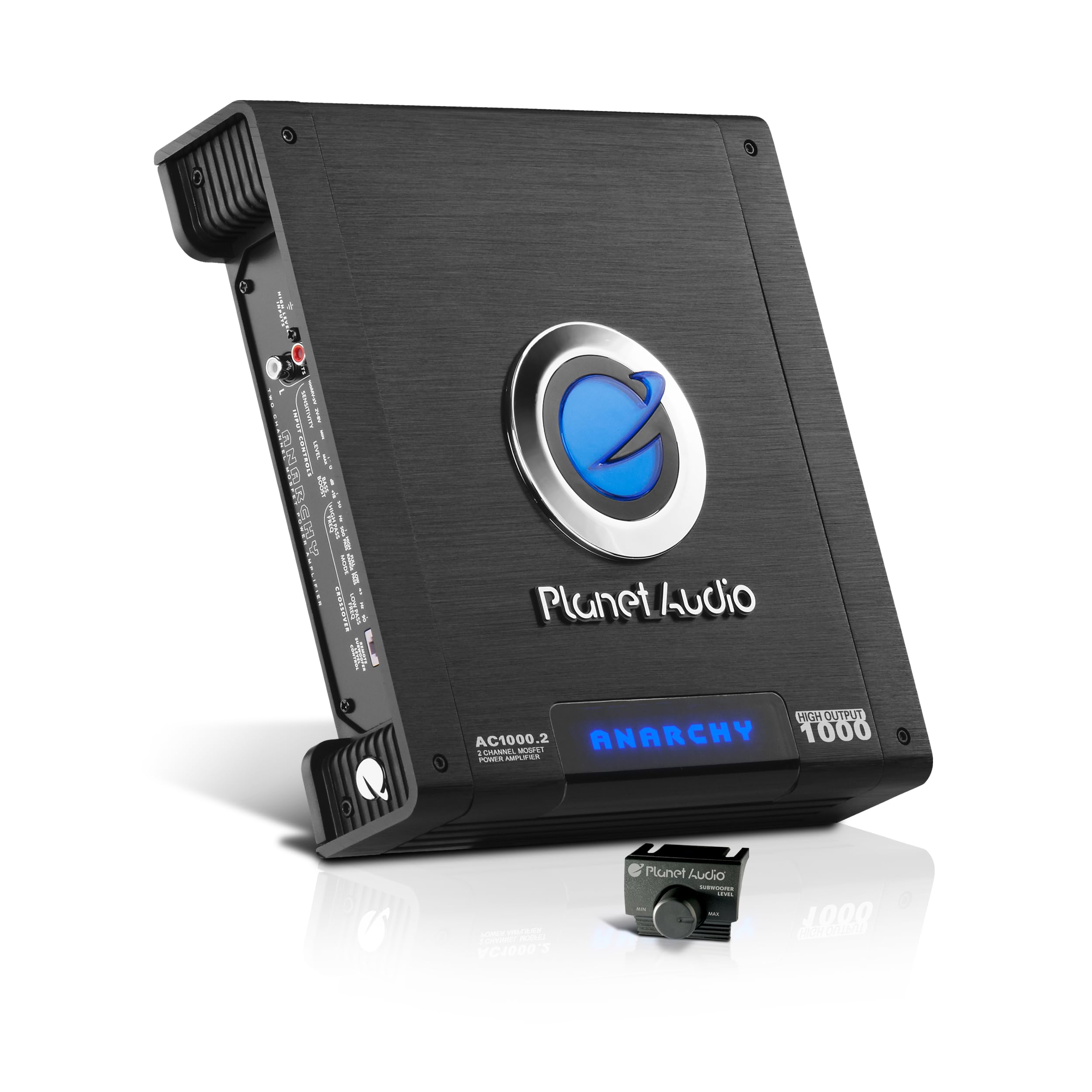 Planet Audio 2 Channel AC1000.2 Car Amplifier - 1000 Watts, Full Range, Class A/B, 2-4 Ohm Stable, Mosfet Power Supply, Bridgeable