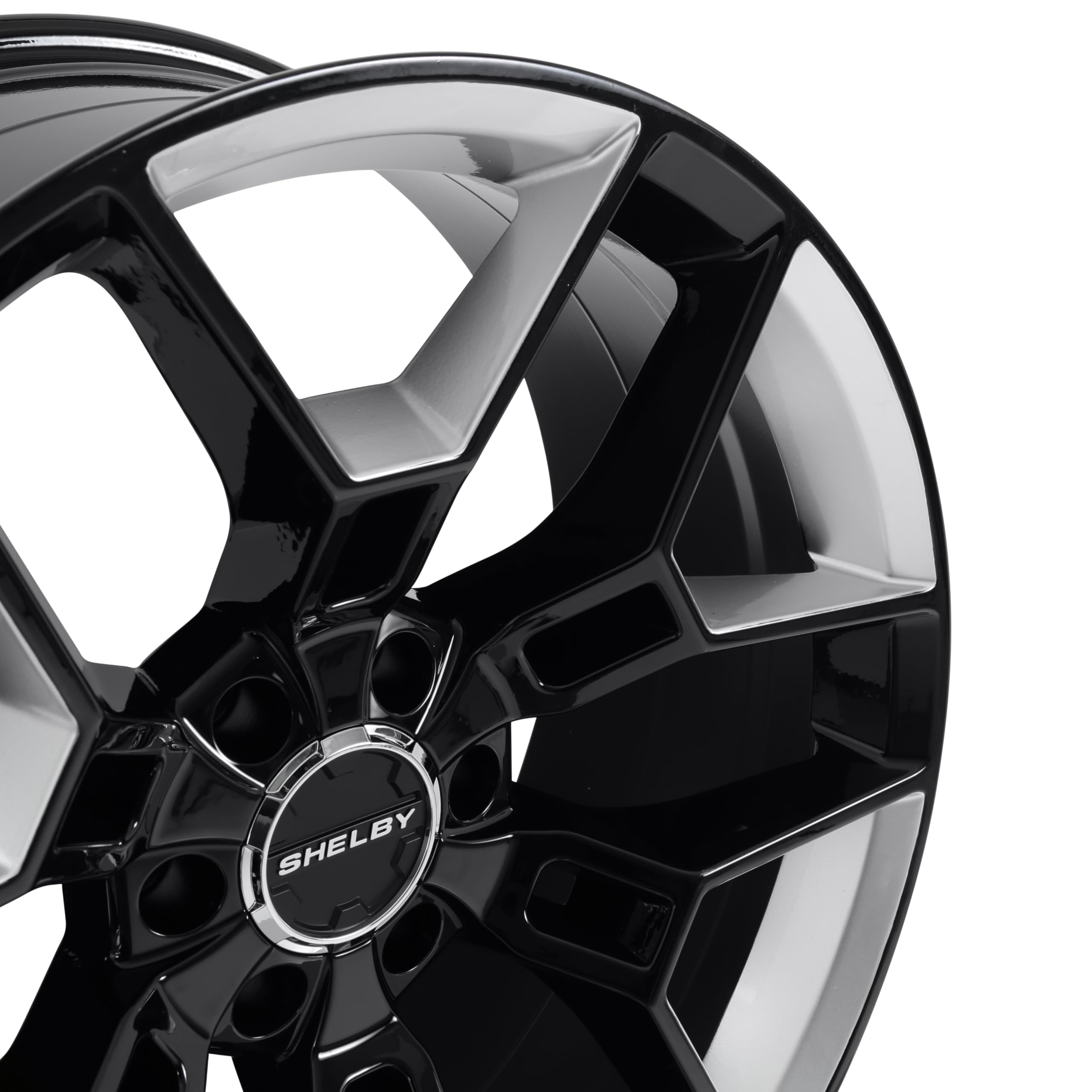 CS45-395512-BS Carroll Shelby Wheels 22 x 9.5 in. - 6 x 135 12mm Offset - Black w/Chrome Powder Inserts