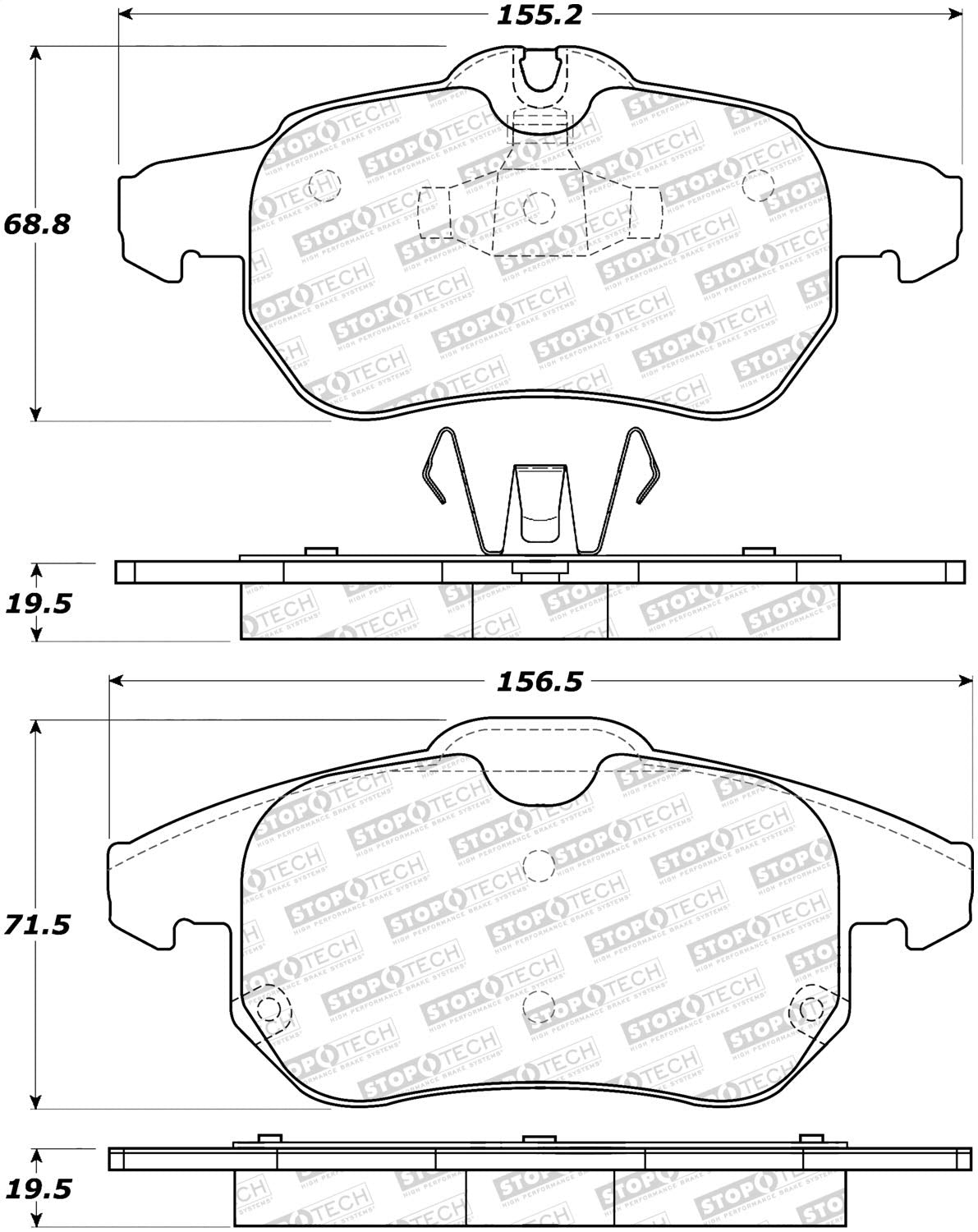 Front StopTech 308.09722 Brake Pads with Shims and Hardware Street