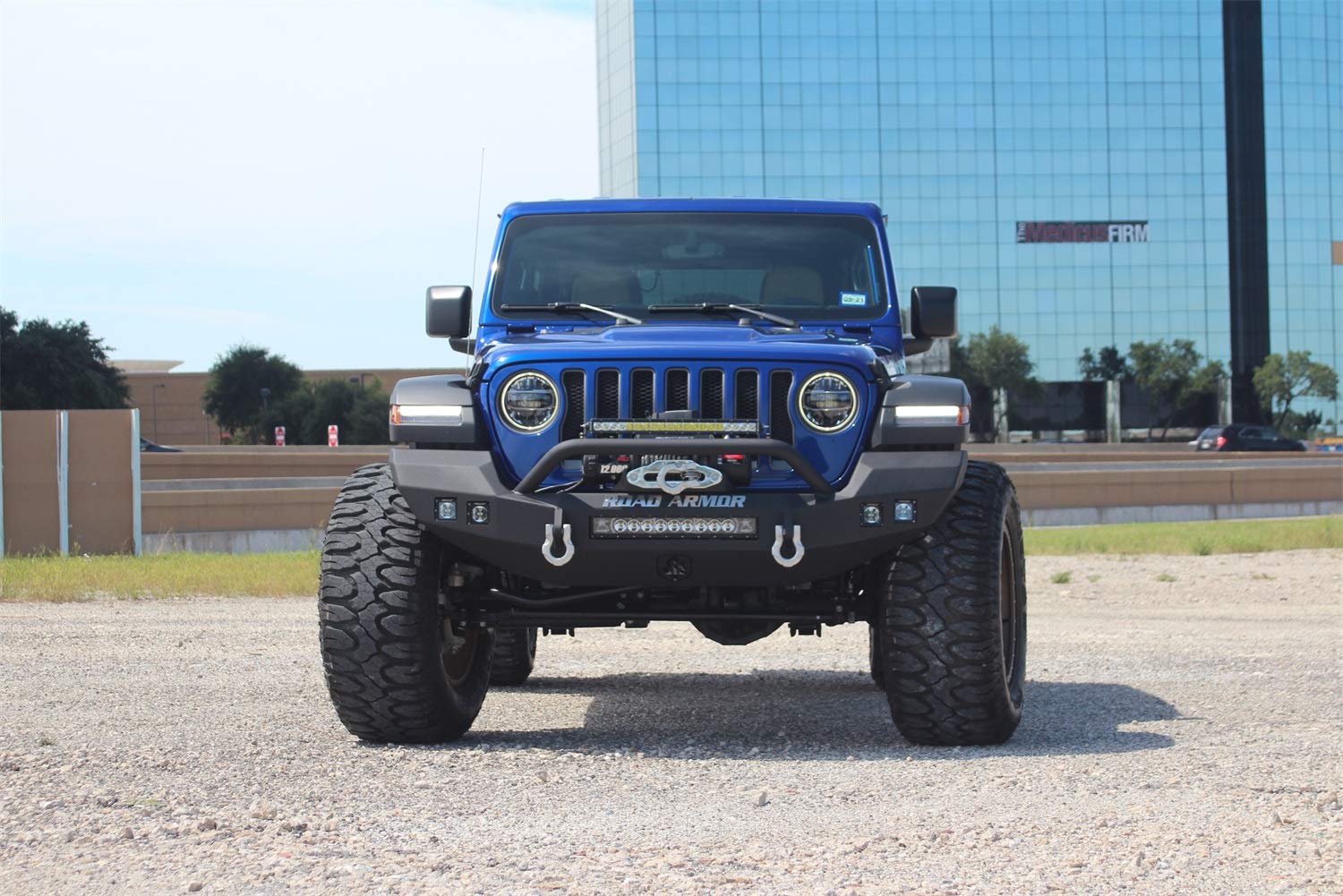 Stealth Road Armor 5183F3B Front Full Width Winch Bumper Sheet Metal Pre-Runner Guard | Rubicon Only - Texture Black - Compatible with: 2018-2025 Jeep JL JLU JT