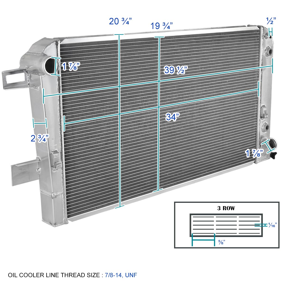3 Row Aluminum Performance Cooling Radiator SPEC-D TUNING Compatible with 2001-2005 Chevy Silverado Duramax 6.6L
