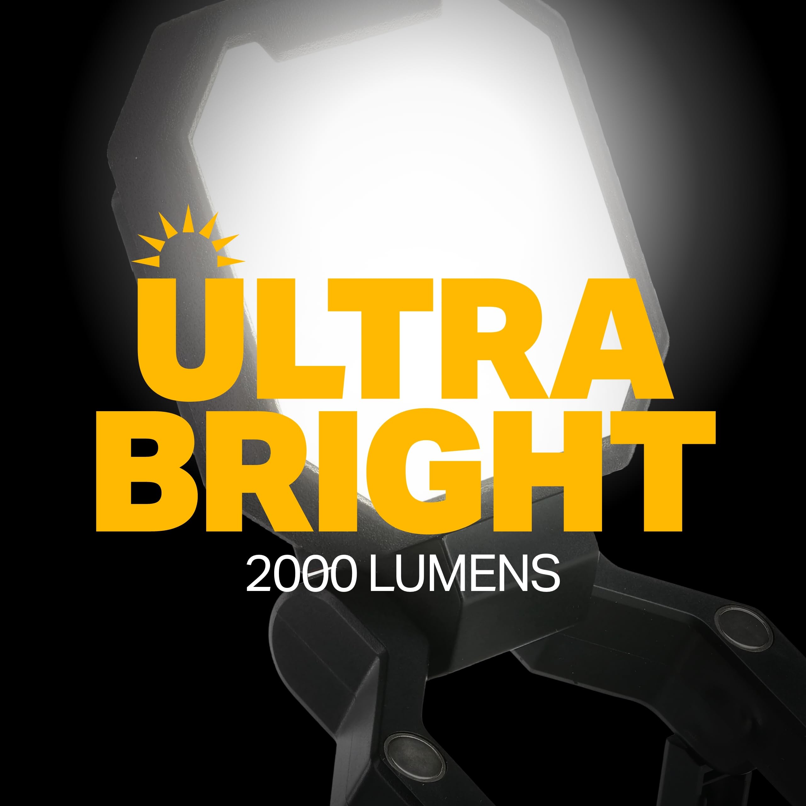 Rechargeable LUXPRO LP1690 Foldable Magnetic Work Light - 2000 Lumens Max Output - Durable Light for Mechanic Shops, Workshops & DIY Projects