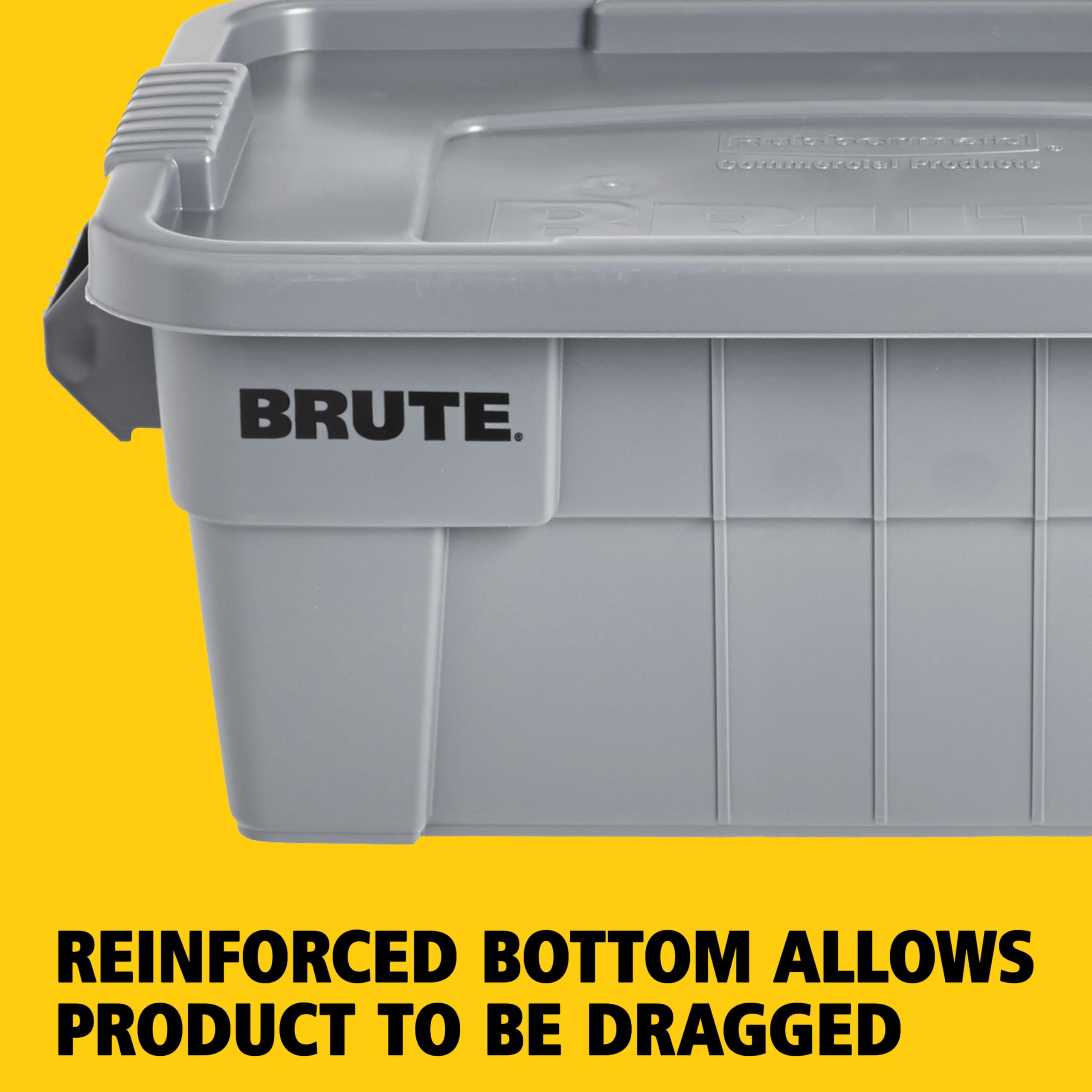 BRUTE Rubbermaid Commercial Products Tote Storage Container with Lid, 14-Gallon-included, Rugged/Reusable Boxes for Moving/Storing in Garage/Basement/Attic/Jobsite/Truck/Camping, Gray